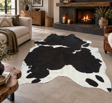 Sötétbarnás,fekete-fehérmintázatú dekoratív bőr /marhabőr/