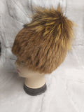 Karamell színű, kézműves női szőrme sapka