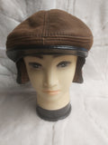 Kézműves, barna színű, antikolt nappásított férfi irha sapka