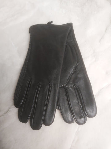 Ötujjas, báránybőr-juhnappa, kézműves fekete női kesztyű